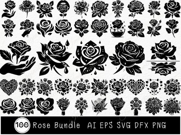100 Rose SVG Bundle for Graphics and Illustrations