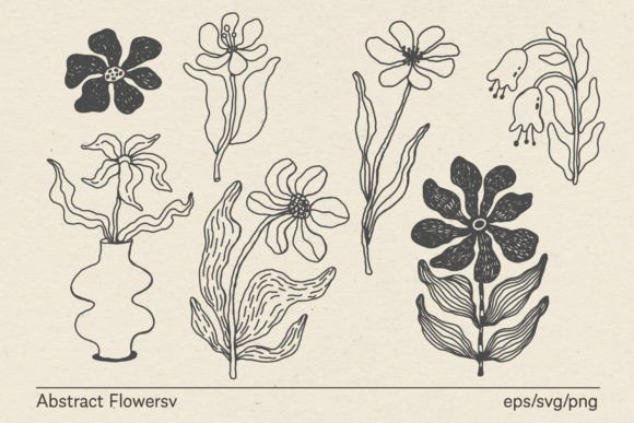 Abstract Flowers Tattoo Graphics