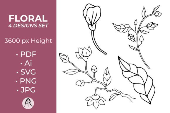 Boho Hand Drawn Chinoiserie Flowers Graphics