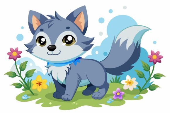 Cute Wolf Illustration for Graphic Design