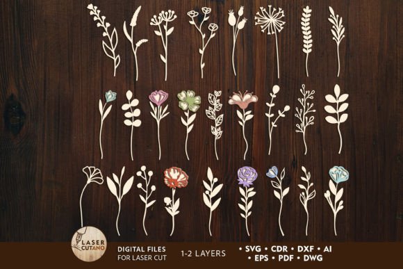 Decorative Flowers Bundle Templates for Laser Cutting Wall Decor