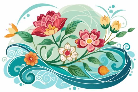 Ornamental with Flowers on a Background Graphics