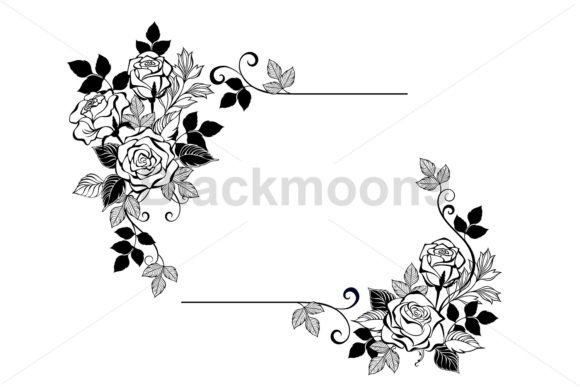 Rectangular Composition of Contour Roses Graphics