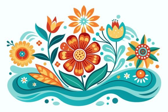Retro with Flowers on a Backgrounds Graphics