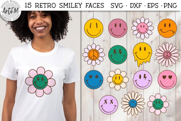 Smiley Face Hippie Flowers Graphics for Digital Creators