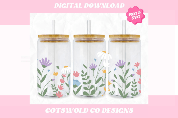 Spring Flowers 16oz Cup Wrap Graphics