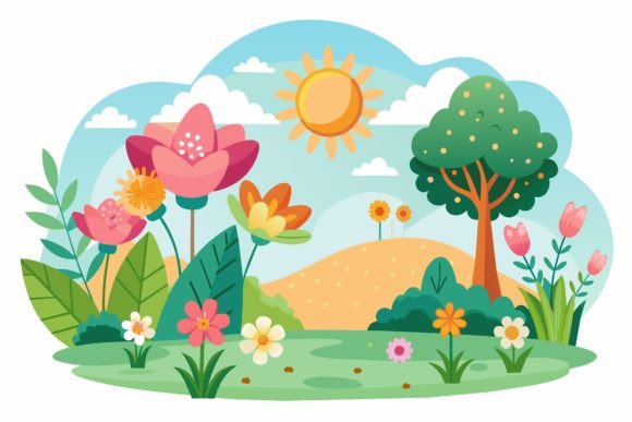 Summers with Flowers on a Background Graphics