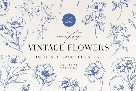 Vintage Flowers Graphics for Editorial Elegance