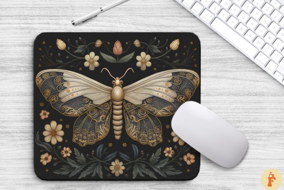 Vintage Moth and Flowers Graphics for Local Branding