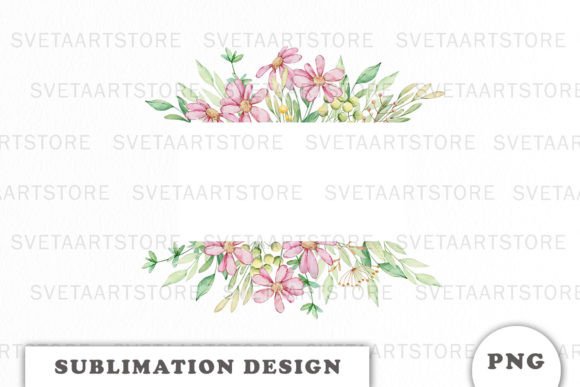 Watercolor Flowers Frame Graphics for Editorial Design