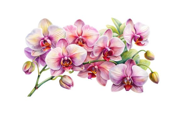 Watercolor Flowers of Orchid Graphics for Branding