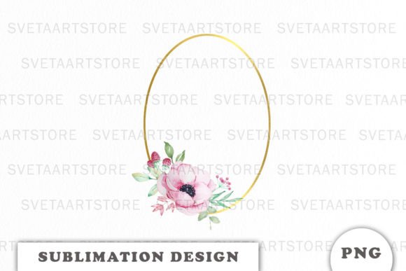 Watercolor Flowers Wreath Graphics for Handmade Creators