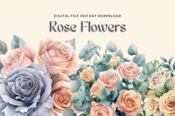 Watercolor Roses Clipart for Branding and Marketing