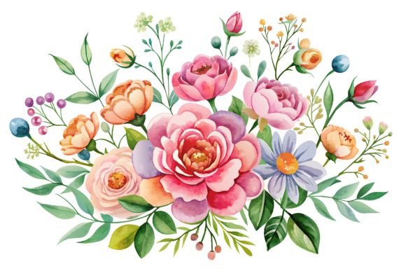 Watercolors with Flowers Graphics